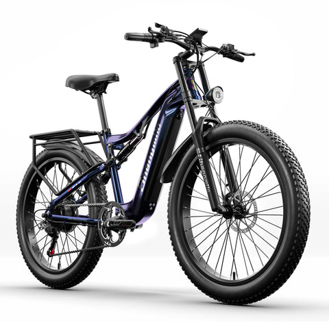 Shengmilo-MX03 Electric Bike for Adults, 1000W Peak BAFANG Motor, 48V 17.5Ah 840Wh Samsung Battery, 26" Fat Tire Electric Mountain Bicycle, 7-Speed, Dual Disc Brakes, Full Suspension