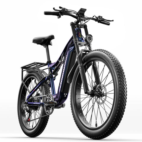 Shengmilo-MX03 Electric Bike for Adults, 1000W Peak BAFANG Motor, 48V 17.5Ah 840Wh Samsung Battery, 26" Fat Tire Electric Mountain Bicycle, 7-Speed, Dual Disc Brakes, Full Suspension