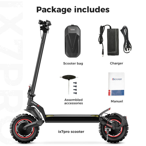 iScooter-iX7 pro Electric Scooter 2000W Dual Motor 48V 15.6Ah 60 KM/H 10 Inch Off-road Tire with APP Foldable Electric Scooters