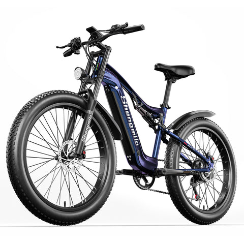 Shengmilo-MX03 Electric Bike for Adults, 1000W Peak BAFANG Motor, 48V 17.5Ah 840Wh Samsung Battery, 26" Fat Tire Electric Mountain Bicycle, 7-Speed, Dual Disc Brakes, Full Suspension