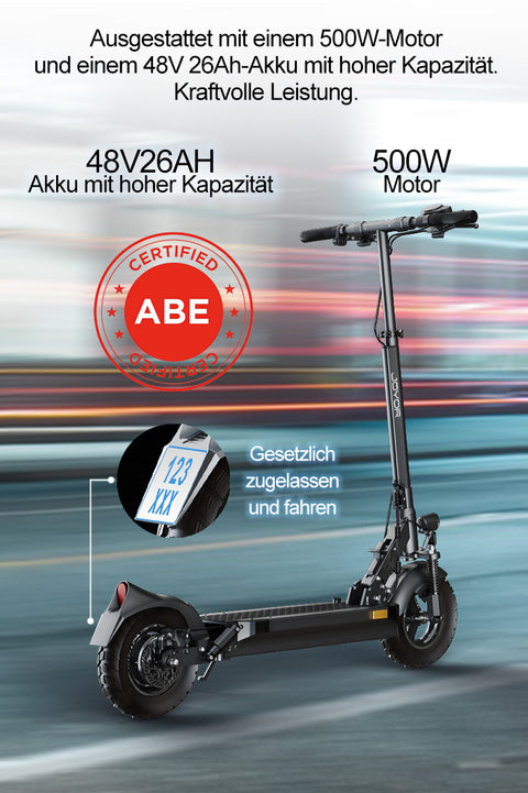 JOYOR Y8-S electric scooter, 500W motor, maximum driving distance 100km, ABE